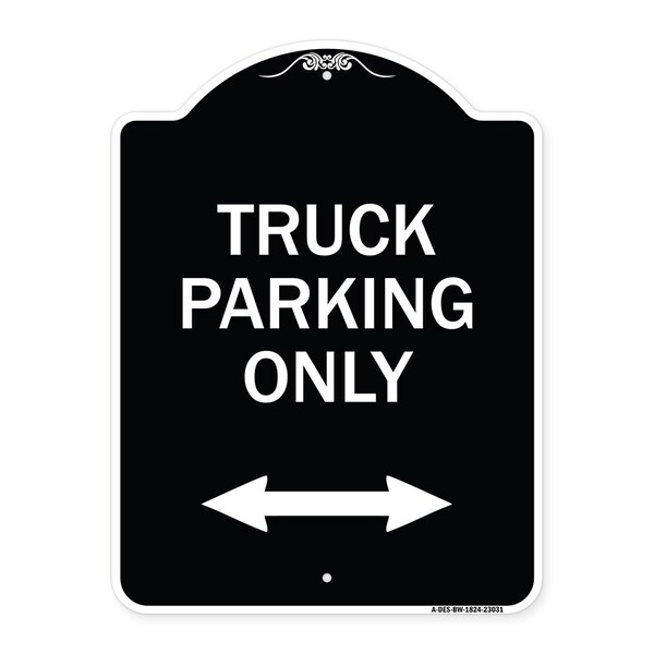 Reserved Parking Truck Parking W/ Bidirectional Arrow Heavy-Gauge Alum, 24" x 18", BW-1824-23031